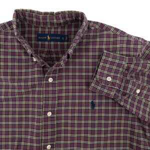 Polo Ralph Lauren Men's L Long Sleeve Oxford Button‎ Up Shirt Cotton OCBD Pony